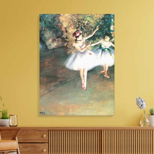 Twee dansers op een podium van Edgar Degas,  kunst Canvas Afdruk (Insitu (Woonkamer))