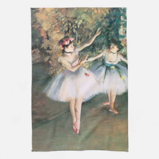 Twee dansers op een podium van Edgar Degas,  kunst Theedoek (Verticaal)