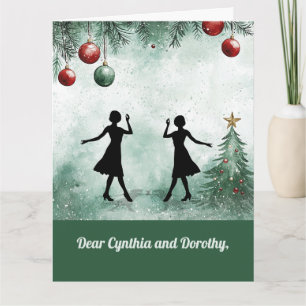 Twee dansleraren die dankbaar Kerstmis vieren Kaart