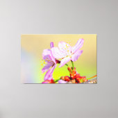 Twee dappere kersenbloesems en kleurrijke achtergr canvas afdruk (Voorkant)