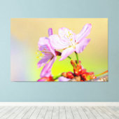 Twee dappere kersenbloesems en kleurrijke achtergr canvas afdruk (Insitu (Houten vloer))
