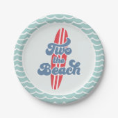 Twee de Beach Surf Beach 2e Verjaardagspapier Bord (Voorkant)