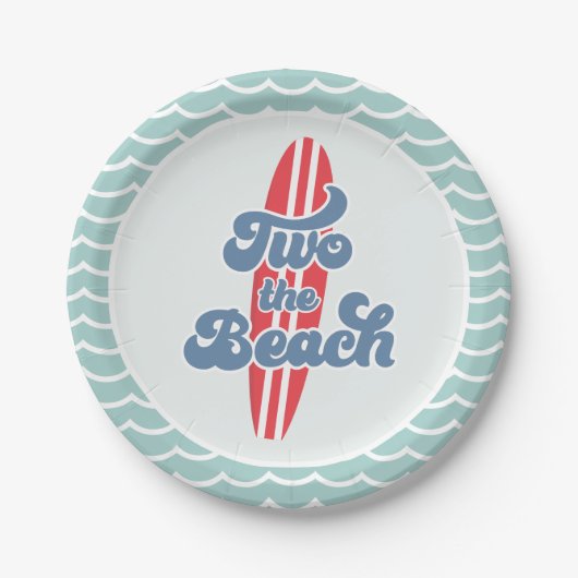 Twee de Beach Surf Beach 2e Verjaardagspapier Bord (Voorkant)