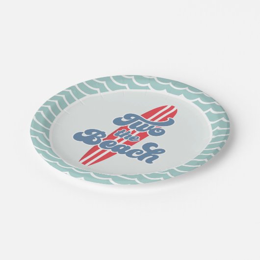 Twee de Beach Surf Beach 2e Verjaardagspapier Bord (Gekanteld)