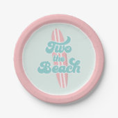 Twee de Beach Surf Beach 2e Verjaardagspapier Bord (Voorkant)