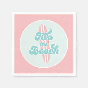 Twee de Beach Surf Beach 2e Verjaardagspapier Bord Servet