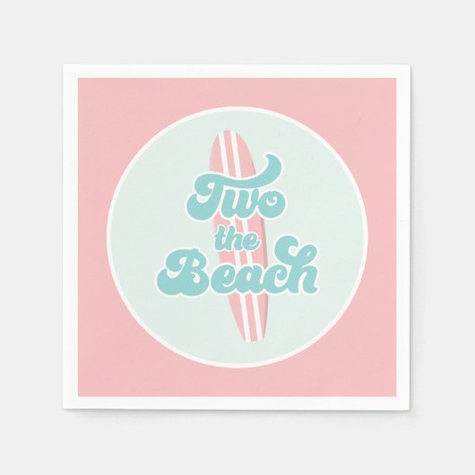 Twee de Beach Surf Beach 2e Verjaardagspapier Bord Servet (Voorkant)