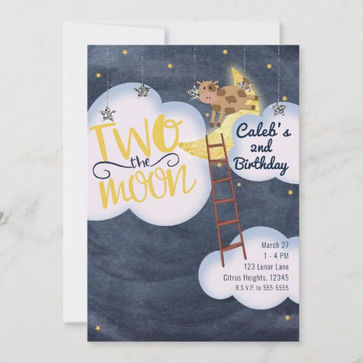 TWEE DE MAAN 2e 2 Verjaardag Koe Kinderdagverblijf Kaart (Voorkant)