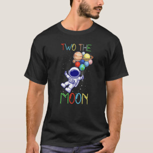 Twee de maan 2e verjaardag Astronaut met planeten  T-shirt