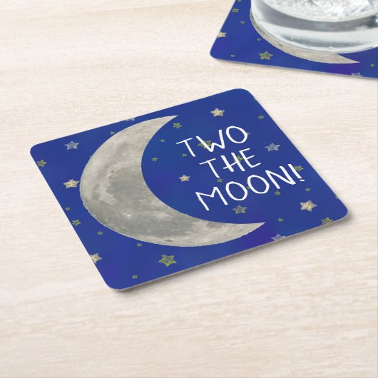 Twee De Maan 2e verjaardag Kartonnen Onderzetters (Schuin)