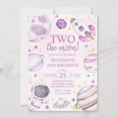 Twee de maan 2e verjaardag meisje ruimte kaart (Voorkant)