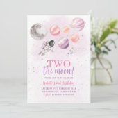 Twee De Maan 2e Verjaardag Meisje Space Silver Kaart (Staand voorkant)