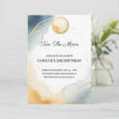 Twee De Maan 2e Verjaardag Meisje Uitnodiging (Staand voorkant)