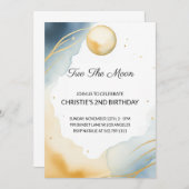 Twee De Maan 2e Verjaardag Meisje Uitnodiging (Voorkant / Achterkant)