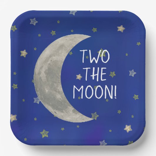 Twee De Maan 2e verjaardag Papieren Bordje (Voorkant)