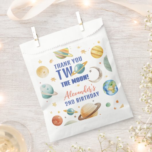 Twee De Maan 2e Verjaardag Ruimte Galaxy Bedankzakje (Geknipt)