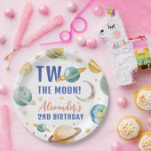 Twee De Maan 2e Verjaardag Ruimte Galaxy Papieren Bordje (Feest)