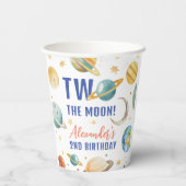 Twee De Maan 2e Verjaardag Ruimte Galaxy Party Papieren Bekers (Achterkant)