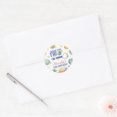 Twee De Maan 2e Verjaardag Ruimte Galaxy Party Ronde Sticker (Envelop)