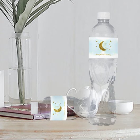 Twee De Maan 2e Verjaardag Waterfles Label Waterfles Etiket