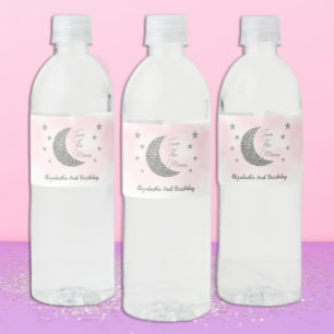 Twee De Maan 2e Verjaardag Waterfles Label Waterfles Etiket