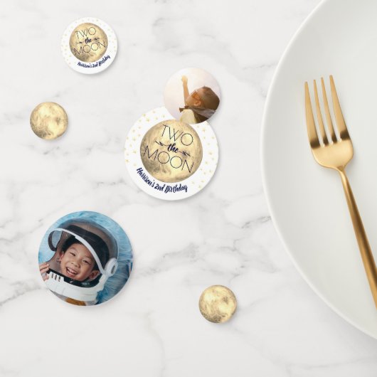 Twee De Maan 2e Verjaardagsfeestfoto Confetti (Groep)