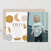 Twee de Maan Boho Space 2e Verjaardag Foto Kaart (Voorkant / Achterkant)
