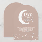 Twee De Maan Boog Blush Roze Verjaardag Uitnodigin Kaart (Voorkant / Achterkant)