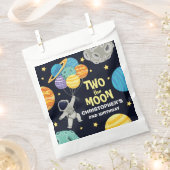Twee De Maan Buitenste Ruimte Blauw 2e Verjaardags Bedankzakje (Geknipt)