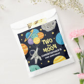 Twee De Maan Buitenste Ruimte Blauw 2e Verjaardags Bedankzakje (Gezegeld)