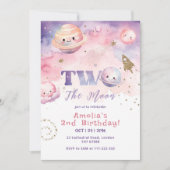Twee de Maan Buitenste ruimte roze meisje 2e verja Kaart (Voorkant)