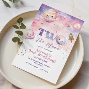 Twee de Maan Buitenste ruimte roze meisje 2e verja Kaart