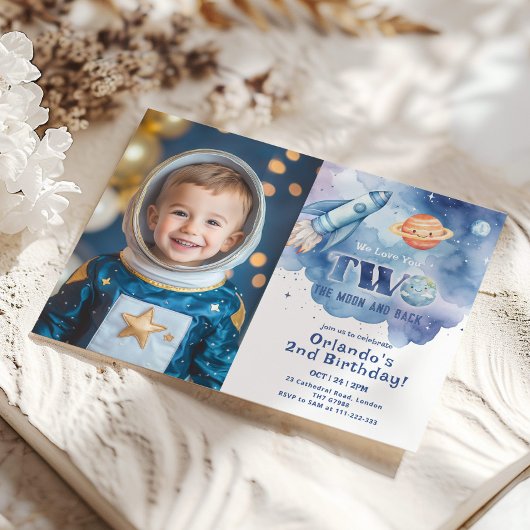 Twee de Maan en terug Ruimtefoto 2e verjaardag Kaart