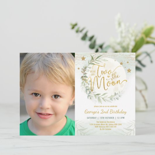 Twee de Maan Groen Goud Neutraal 2e Verjaardag In Kaart (Staand voorkant)