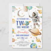 Twee De Maan! Jongen Astronaut Ruimte 2e Verjaarda Kaart (Voorkant)