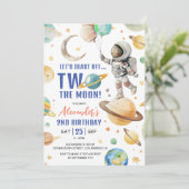 Twee De Maan! Jongen Astronaut Ruimte 2e Verjaarda Kaart (Staand voorkant)