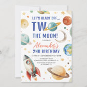 Twee De Maan! Jongen Galaxy Space 2e verjaardagsfe Kaart (Voorkant)