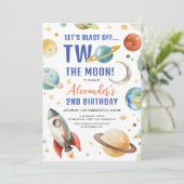 Twee De Maan! Jongen Galaxy Space 2e verjaardagsfe Kaart (Staand voorkant)