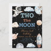 Twee De Maan Jongen zwarte Ruimte 2e Verjaardag Kaart (Voorkant)