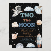 Twee De Maan Jongen zwarte Ruimte 2e Verjaardag Kaart (Voorkant / Achterkant)