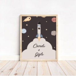 Twee de Maan Kinder Outer Space Kaarten + Cadeaubo Poster
