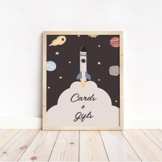 Twee de Maan Kinder Outer Space Kaarten + Cadeaubo Poster