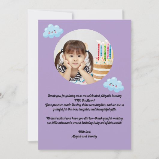 Twee de Maan Leuke Verjaardag foto bedankkaart Kaart (Achterkant)