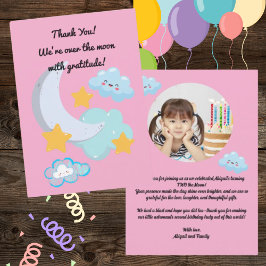 Twee de Maan Leuke Verjaardag foto bedankkaart Kaart