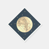 Twee De Maan Marine Blauwe Jongen 2e Verjaardagspa Servet (Hoek)