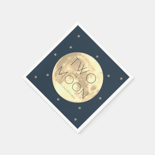 Twee De Maan Marine Blauwe Jongen 2e Verjaardagspa Servet (Hoek)