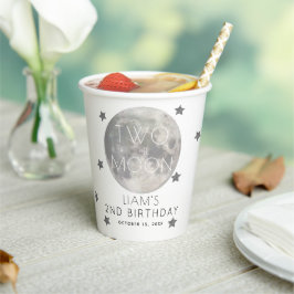 Twee De Maan Marine Zilveren Jongen 2e Verjaardag Papieren Bekers