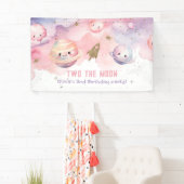 Twee de maan meisje planeten ruimte 2e verjaardag spandoek (Insitu)
