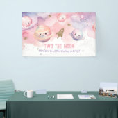 Twee de maan meisje planeten ruimte 2e verjaardag spandoek (Beurs)