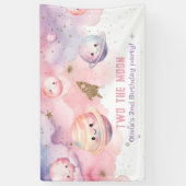 Twee de maan meisje planeten ruimte 2e verjaardag spandoek (Verticaal)